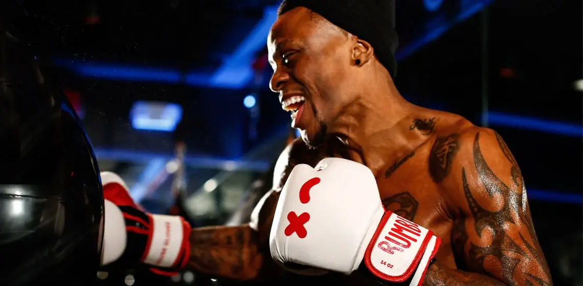 Man hitting a punching bag